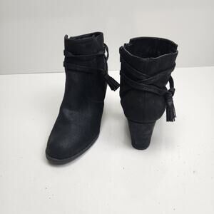 Sugar Women's Hiya Casual Platform Wedge Heel Ankle Boot with Side Tassels Black